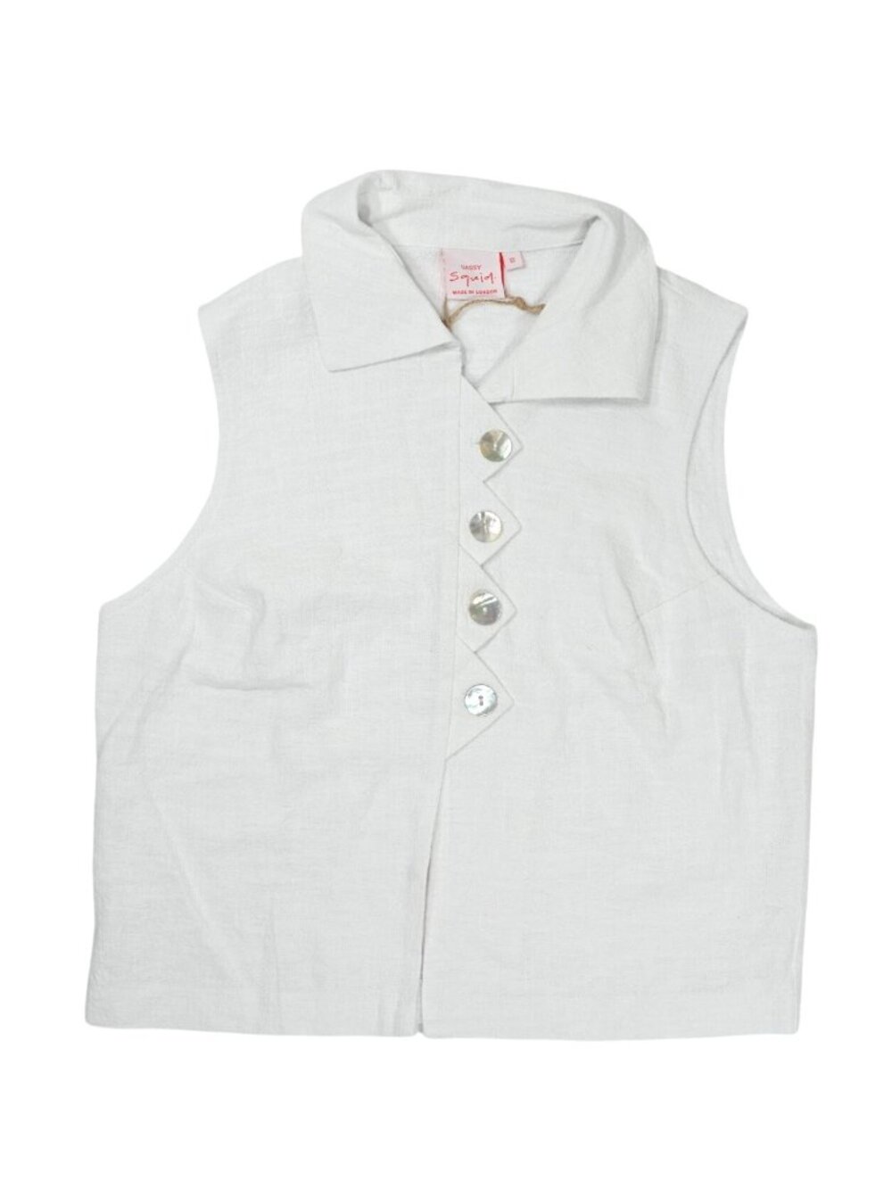 Sassy Squid Washed Zoni Squid Linen Top in White